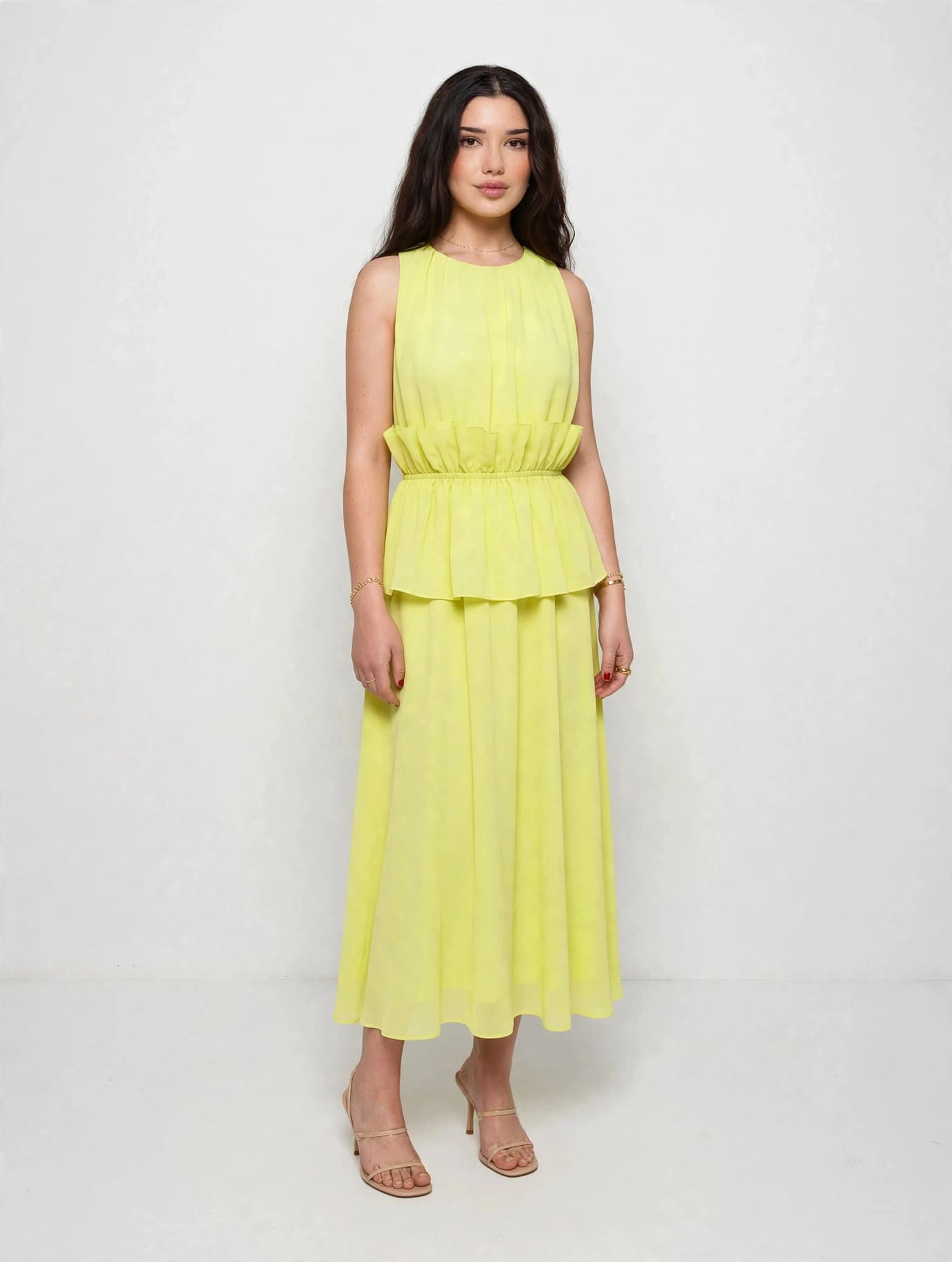 KAMEYA - PEPLUM FORM UZUN ELBİSE